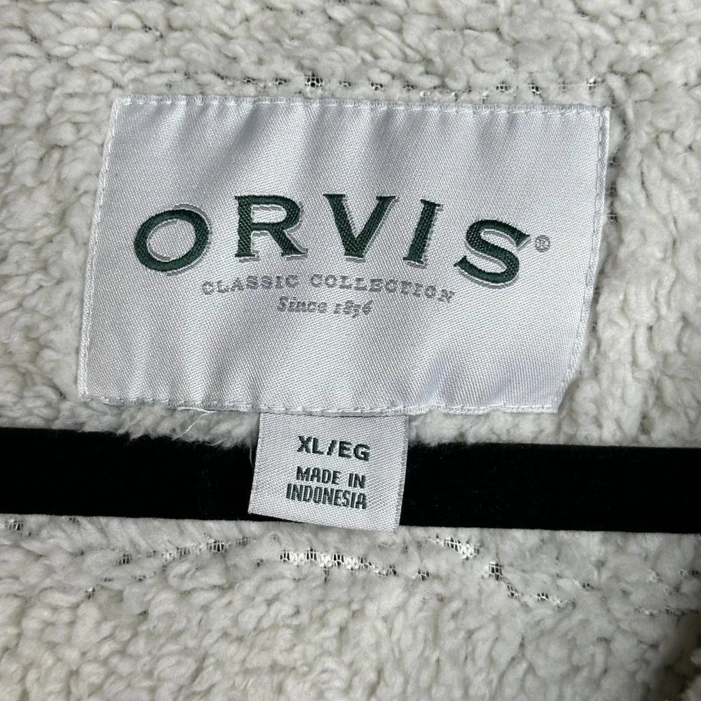 ORVIS Men's Brown Textured Sherpa Lined Quarter Zip Pullover Sweater XL EG - Picture 2 of 8
